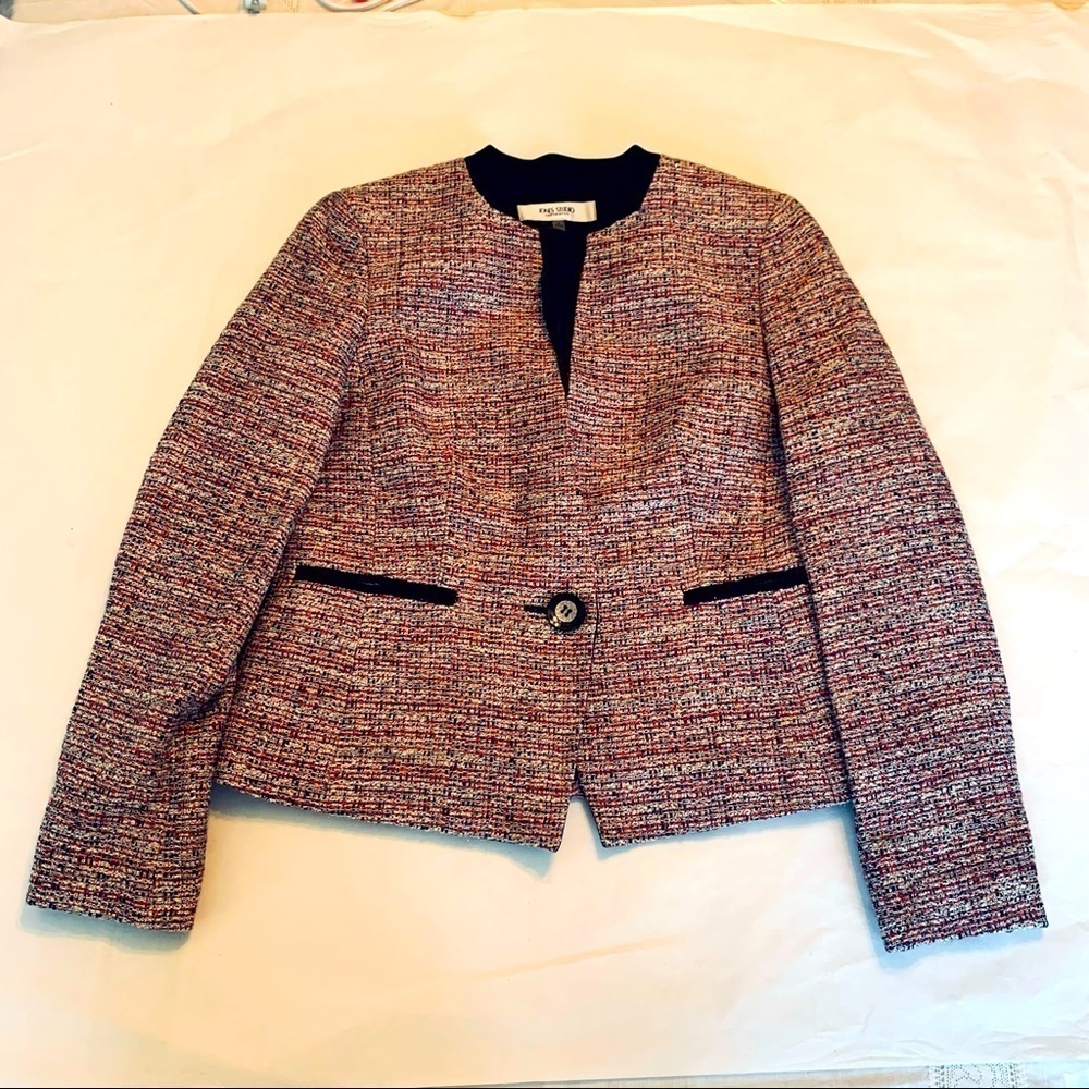 Jones studio separate Tweed preppy professional career Blazer red jacket